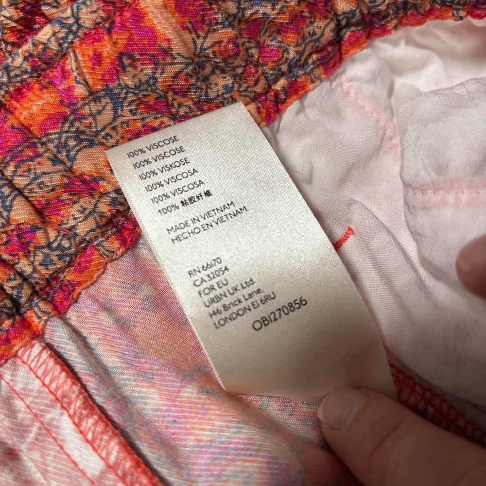NEW Anthropologie Vale Orange/Pink Patterned Wide Leg Boho Palazzo Pants - Picture 14 of 14